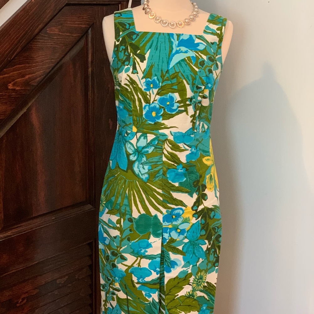 Talbots Linen hibiscus floral dress, Sz 6